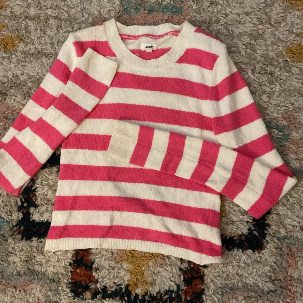 Pink and White Striped Sweater